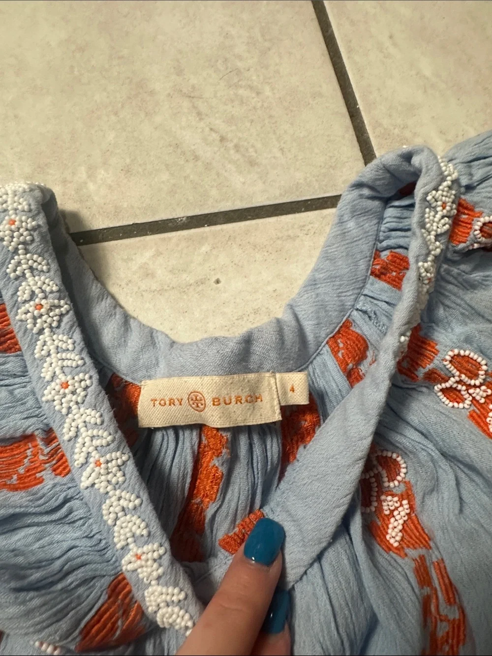 Tory Burch Alexandria‎ Beaded Peasant Top